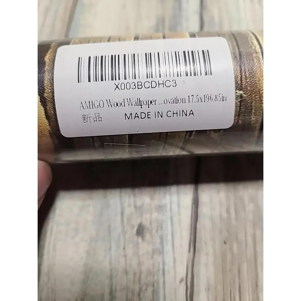 Amigo Wood Wallpaper Sticky Back 17.5x196.85 In New Roll